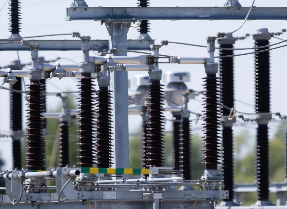 Image showing  high-voltage-transmission-substation-components-insulators-and-electrical-equipment-2463171505